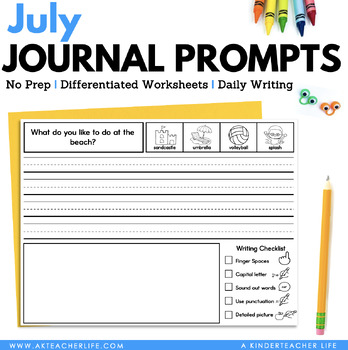 July Journal Prompts by A Kinderteacher Life | Teachers Pay Teachers