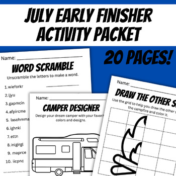 Preview of July Morning Work or Early Finisher Independent Activity Packet