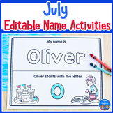 July Name Practice Worksheets and Activities