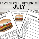 July No Prep Leveled Photo Describing Worksheets