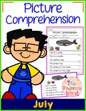 July Picture Comprehension Cards and Worksheets