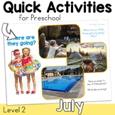 July Speech Therapy Quick Activities for Preschool with Pa