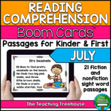 July Reading Comprehension for Kinder and First BOOM CARDS™