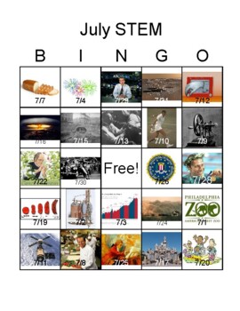 Preview of July STEM Bingo for Middle School and High School