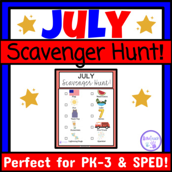 Preview of July Scavenger Hunt Activity Preschool Elementary Special Education Summer