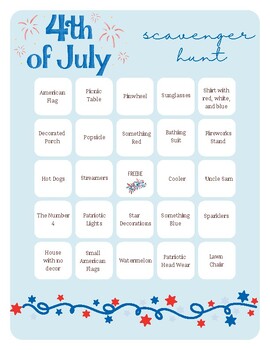 Preview of July Scavenger Hunt: Independence Day