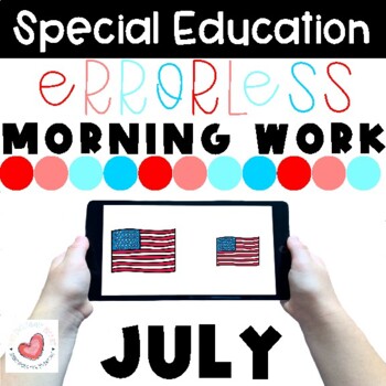 Preview of July Special Education Digital Morning Work-Errorless-Boom Cards™