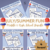 July/Summer Fun Bundle Middle and High School Variety of Puzzles