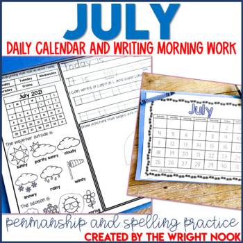 Preview of July Summer Review Writing Practice for Kindergarten