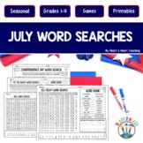 July Word Search Puzzle Bundle | Month of July Activities 