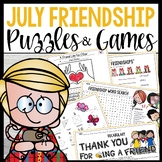 July Word Search Puzzles and Friendship Day Summer Activities