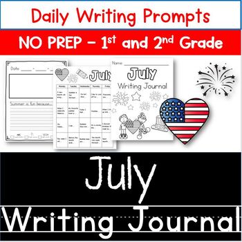 Preview of July Writing Journal | 1st Grade | 2nd Grade | Creative Writing Prompts