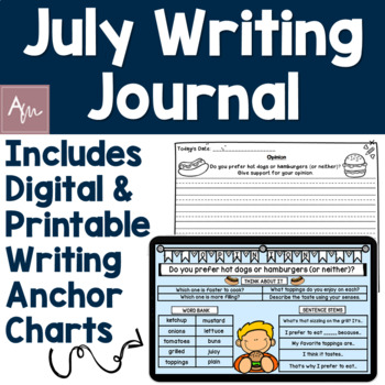 July Writing Journal: Narrative, Informational & Opinion Prompts--EDITABLE!