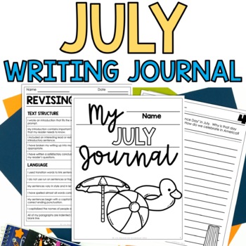 Preview of July Writing Journal | Summer Writing Prompts | Monthly Writing Prompts