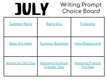 July Writing Prompts by StJohns Scholar Supplies | TPT