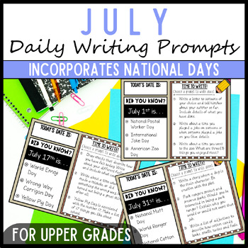July Writing Prompts and Journal by The Literacy Dive | TpT