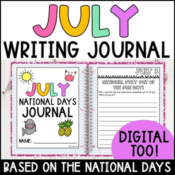 Preview of July Writing Prompts and Writing Journal 3rd Grade - 4th Grade - 5th Grade