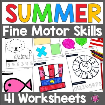 Preview of Preschool Summer Packet - Summer Fine Motor Tracing Worksheets - Tracing Sheets