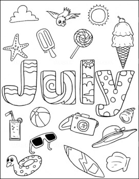 July coloring page by Wunderkind Coloring Pages | TPT