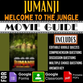 Preview of Jumanji: Welcome to the Jungle (2017) Movie Guide Google Forms Quiz Worksheets