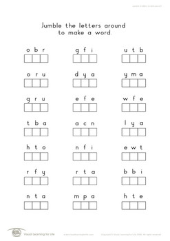 Jumble 3 Letters to Form a Word (Visual Perception Worksheets) | TpT