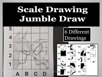 Preview of Jumble Scale Drawing Sponge Activity End of the Year Activity 