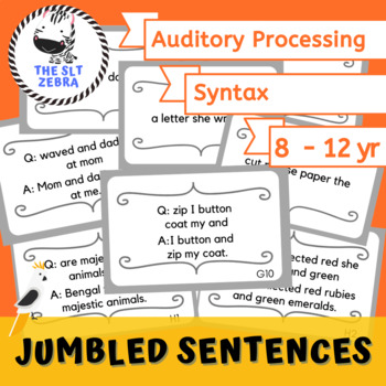Preview of Jumbled Sentences for Auditory Processing and Syntax Speech Therapy Task Cards