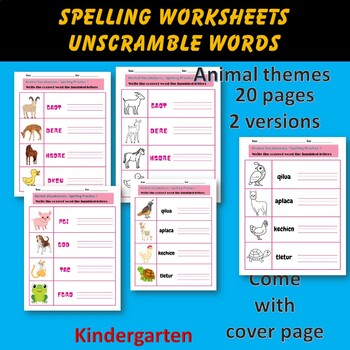 Jumbled Words Spelling worksheet: Solve the scrambled Animal Vocabularies