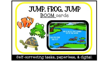 Preview of Jump, Frog, Jump! (Comprehen.) - Digital Task Cards with Boom cards w/ audio