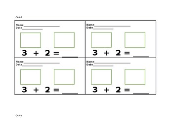 Preview of Jump Math Kindergarten Exit Tickets OAK-5 to OAK-8