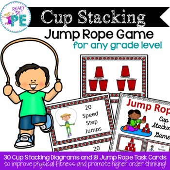 Preview of PE Jump Rope Cup Stacking Fitness Challenge