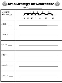Jump Strategy Subtraction Worksheets Teaching Resources Tpt
