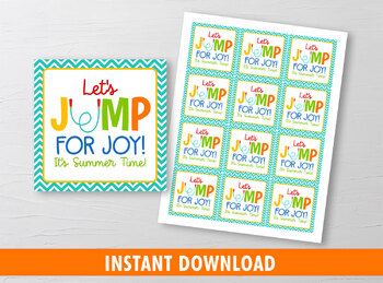 Preview of Jump for Joy gift tag, Skipping Rope Classmates Exchange Cards Ideas