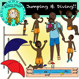 Diving in the Pool Clipart (Color and B&W){MissClipArt}