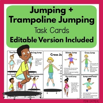 Preview of Jumping and Trampoline Jumping Task Cards - Edit Text Option