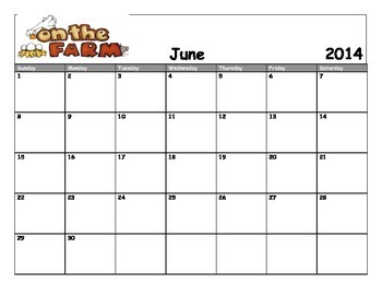 Preview of June 2014 Farm Theme Calender