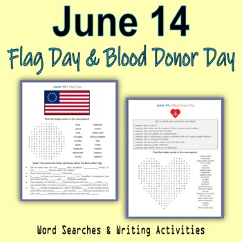 Preview of June 14 - Flag Day & Blood Donor Day (Word Searches & Internet Activities)