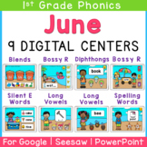 June 1st Grade DIGITAL Phonics Centers | Google Slides | S