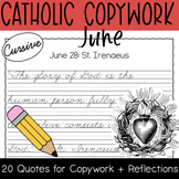 June 2023 Catholic Copywork, Cursive: Sacred Heart of Jesu