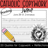 June 2023 Catholic Copywork, Printing: Sacred Heart of Jes
