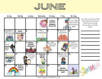 June 2023 Kids' Self-Care Calendar Printable by Laura Knight | TPT