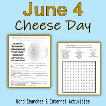 Preview of June 4 - Cheese Day (Word Searches & Internet Activities)