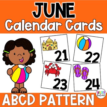 Preview of June ABCD Patterned Calendar Cards | Pocket Chart Number Cards
