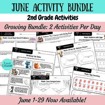 Preview of June Activities for 2nd Grade - Growing Bundle - Summer Review - Low Prep