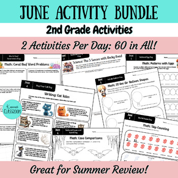 Preview of June Activities for 2nd Grade - Growing Bundle - Summer Review - Low Prep