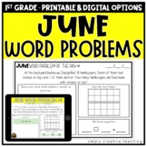 June Addition & Subtraction Word Problems for 1st Grade Di