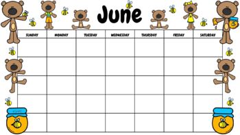 Preview of June - Blank Calendar PNG, Background Image, Digital, Virtual Learning
