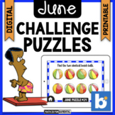 June Brain Teasers & Challenge Puzzles | Boom Cards | Digi