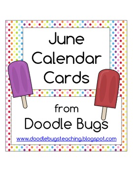 Preview of June Calendar Cards * Free * celebrate Ice Cream & Summer 