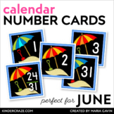 June Calendar Numbers - Beach Theme Number Cards for Summe